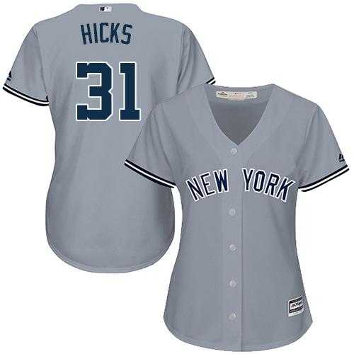 Women's New York Yankees #31 Aaron Hicks Grey Road Stitched MLB Jersey