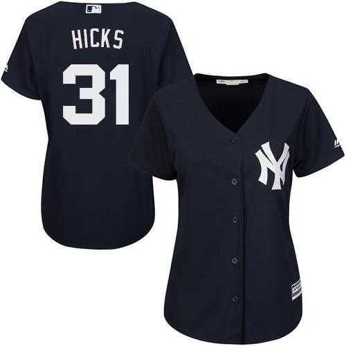 Women's New York Yankees #31 Aaron Hicks Navy Blue Alternate Stitched MLB Jersey