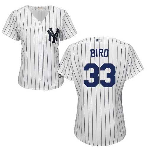 Women's New York Yankees #33 Greg Bird White Strip Home Stitched MLB Jersey