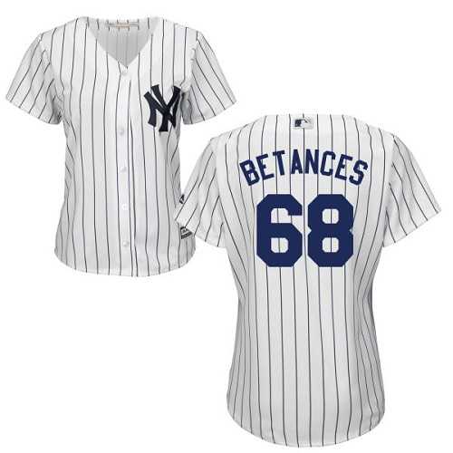 Women's New York Yankees #68 Dellin Betances White Strip Home Stitched MLB Jersey