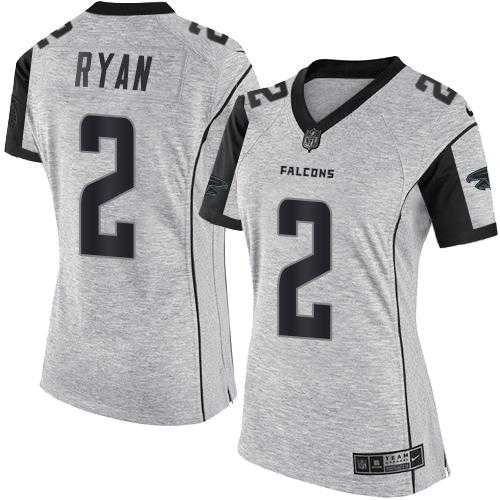 Women's Nike Atlanta Falcons #2 Matt Ryan Gray Stitched NFL Limited Gridiron Gray II Jersey