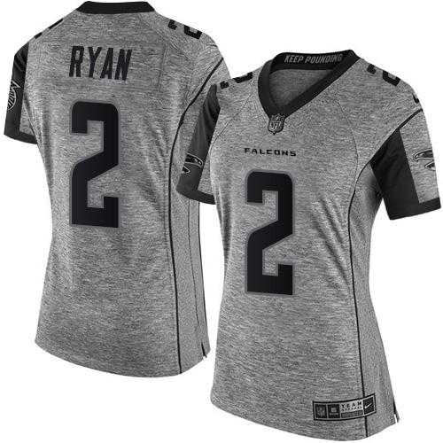 Women's Nike Atlanta Falcons #2 Matt Ryan Gray Stitched NFL Limited Gridiron Gray Jersey