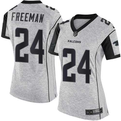 Women's Nike Atlanta Falcons #24 Devonta Freeman Gray Stitched NFL Limited Gridiron Gray II Jersey