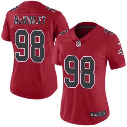 Women's Nike Atlanta Falcons #98 Takkarist McKinley Red Stitched NFL Limited Rush Jersey
