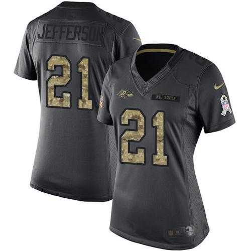 Women's Nike Baltimore Ravens #21 Tony Jefferson Black Stitched NFL Limited 2016 Salute to Service Jersey