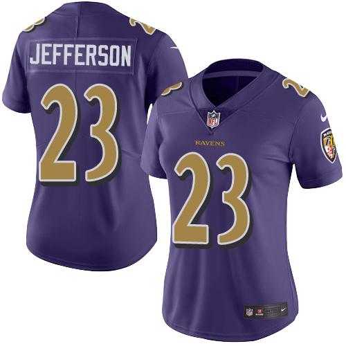 Women's Nike Baltimore Ravens #23 Tony Jefferson Purple Stitched NFL Limited Rush Jersey