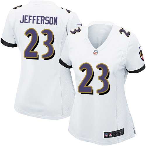 Women's Nike Baltimore Ravens #23 Tony Jefferson White Stitched NFL New Elite Jersey