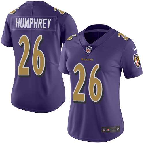 Women's Nike Baltimore Ravens #26 Marlon Humphrey Purple Stitched NFL Limited Rush Jersey
