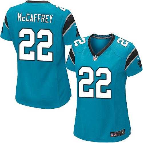 Women's Nike Carolina Panthers #22 Christian McCaffrey Blue Alternate Stitched NFL Elite Jersey