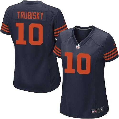 Women's Nike Chicago Bears #10 Mitchell Trubisky Navy Blue Stitched NFL 1940s Throwback Elite Jersey