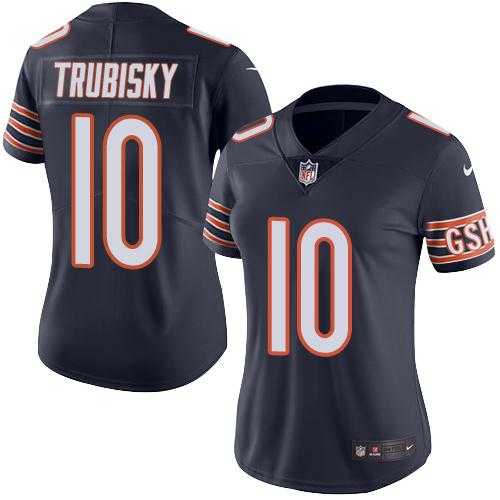 Women's Nike Chicago Bears #10 Mitchell Trubisky Navy Blue Stitched NFL Limited Rush Jersey