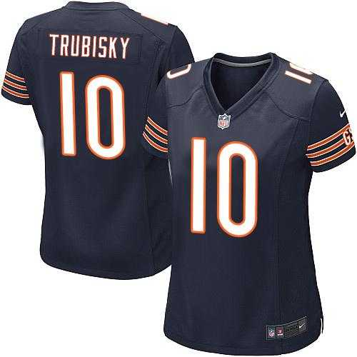 Women's Nike Chicago Bears #10 Mitchell Trubisky Navy Blue Team Color Stitched NFL Elite Jersey