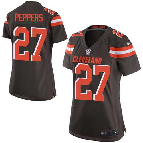 Women's Nike Cleveland Browns #27 Jabrill Peppers Brown Team Color Stitched NFL New Elite Jersey
