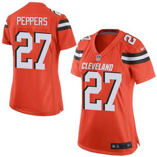 Women's Nike Cleveland Browns #27 Jabrill Peppers Orange Alternate Stitched NFL New Elite Jersey