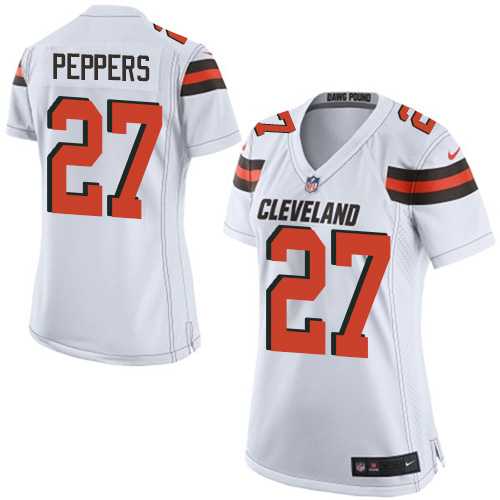 Women's Nike Cleveland Browns #27 Jabrill Peppers White Stitched NFL New Elite Jersey