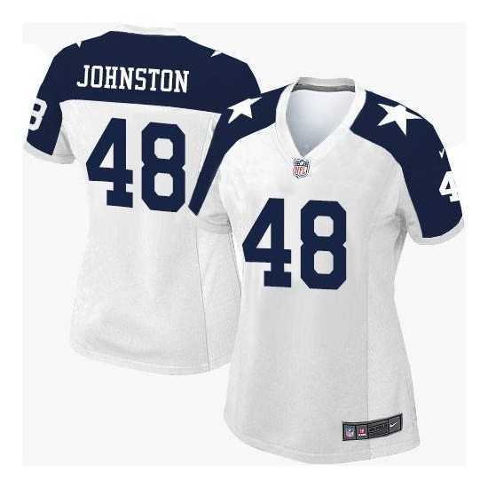 Women's Nike Dallas Cowboys #48 Daryl Johnston White Thanksgiving Throwback Stitched NFL Elite Jersey