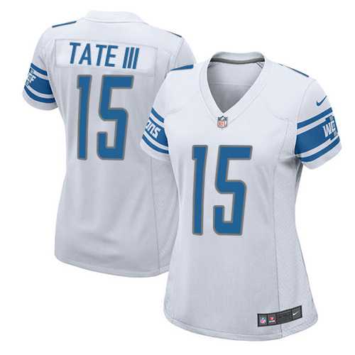 Women's Nike Detroit Lions #15 Golden Tate III White Stitched NFL Elite Jersey