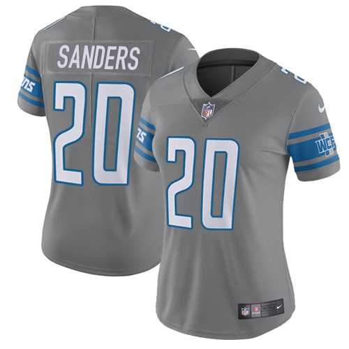 Women's Nike Detroit Lions #20 Barry Sanders Gray Stitched NFL Limited Rush Jersey