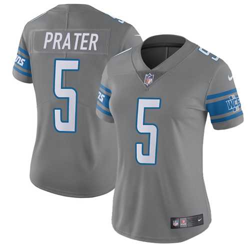Women's Nike Detroit Lions #5 Matt Prater GrayStitched NFL Limited Rush Jersey Women's Nike Detroit Lions #5 Matt Prater GrayStitched NFL Limited Rush Jersey