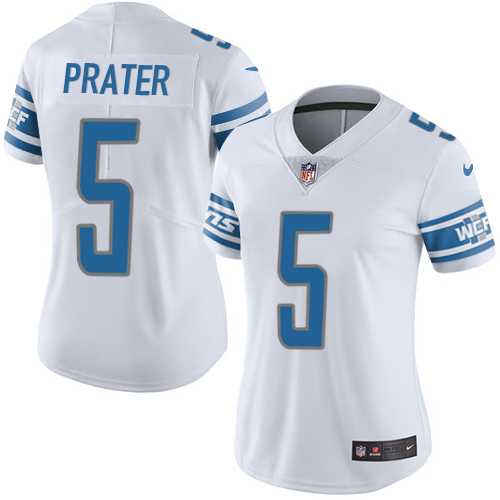 Women's Nike Detroit Lions #5 Matt Prater White Stitched NFL Limited Jersey