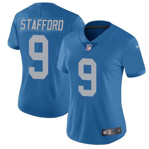 Women's Nike Detroit Lions #9 Matthew Stafford Blue Throwback Stitched NFL Limited Jersey