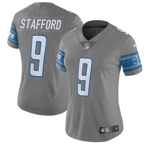 Women's Nike Detroit Lions #9 Matthew Stafford Gray Stitched NFL Limited Rush Jersey