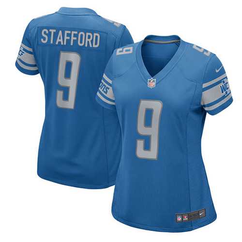 Women's Nike Detroit Lions #9 Matthew Stafford Light Blue Team Color Stitched NFL Elite Jersey