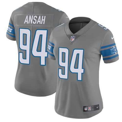 Women's Nike Detroit Lions #94 Ziggy Ansah Gray Stitched NFL Limited Rush Jersey