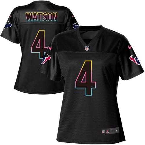 Women's Nike Houston Texans #4 Deshaun Watson Black NFL Fashion Game Jersey