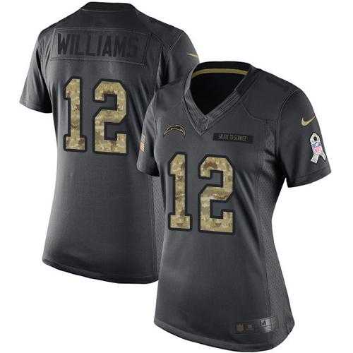 Women's Nike Los Angeles Chargers #12 Mike Williams Black Stitched NFL Limited 2016 Salute to Service Jersey