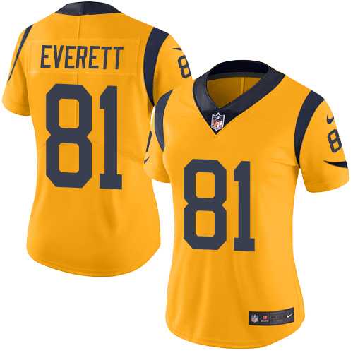 Women's Nike Los Angeles Rams #81 Gerald Everett Gold Stitched NFL Limited Rush Jersey