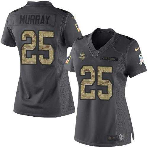 Women's Nike Minnesota Vikings #25 Latavius Murray Black Stitched NFL Limited 2016 Salute To Service Jersey
