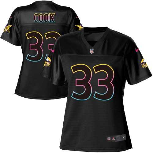 Women's Nike Minnesota Vikings #33 Dalvin Cook BlackNFL Fashion Game Jersey