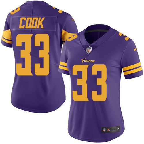Women's Nike Minnesota Vikings #33 Dalvin Cook Purple Stitched NFL Limited Rush Jersey