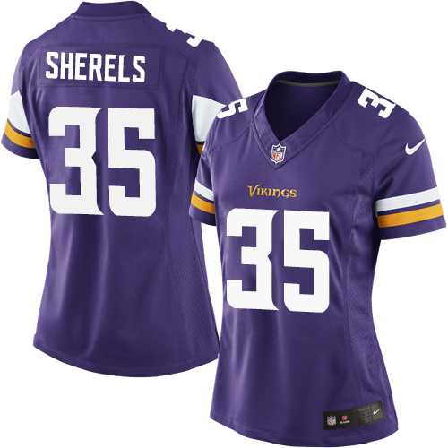 Women's Nike Minnesota Vikings #35 Marcus Sherels Purple Elite NFL Jersey