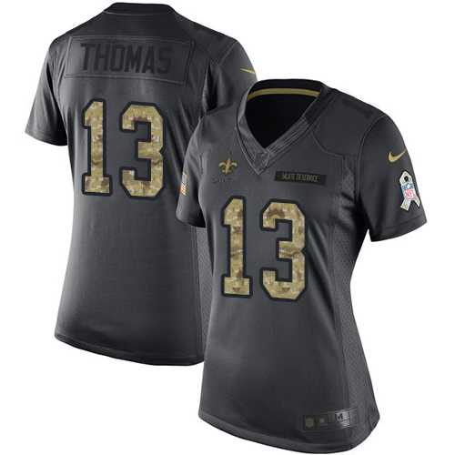 Women's Nike New Orleans Saints #13 Michael Thomas Black Stitched NFL Limited 2016 Salute to Service Jersey