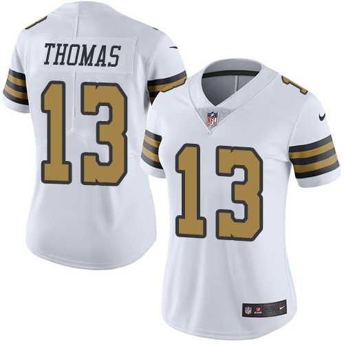 Women's Nike New Orleans Saints #13 Michael Thomas White Stitched NFL Limited Rush Jersey