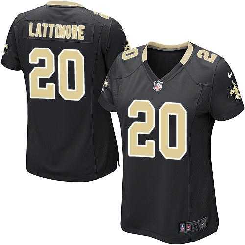 Women's Nike New Orleans Saints #20 Marshon Lattimore Black Team Color Stitched NFL Elite Jersey