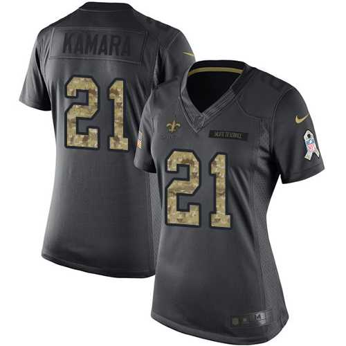 Women's Nike New Orleans Saints #21 Alvin Kamara Black Stitched NFL Limited 2016 Salute to Service Jersey