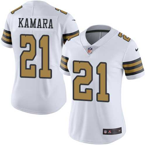 Women's Nike New Orleans Saints #21 Alvin Kamara White Stitched NFL Limited Rush Jersey