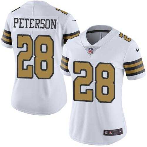 Women's Nike New Orleans Saints #28 Adrian Peterson White Stitched NFL Limited Rush Jersey