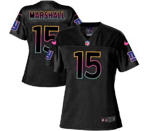 Women's Nike New York Giants #15 Brandon Marshall Black NFL Fashion Game Jersey
