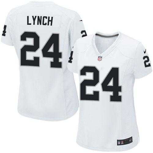 Women's Nike Oakland Raiders #24 Marshawn Lynch White Stitched NFL Elite Jersey