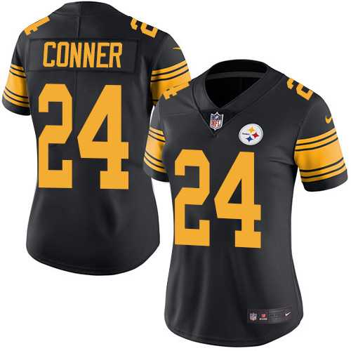 Women's Nike Pittsburgh Steelers #24 James Conner Black Stitched NFL Limited Rush Jersey