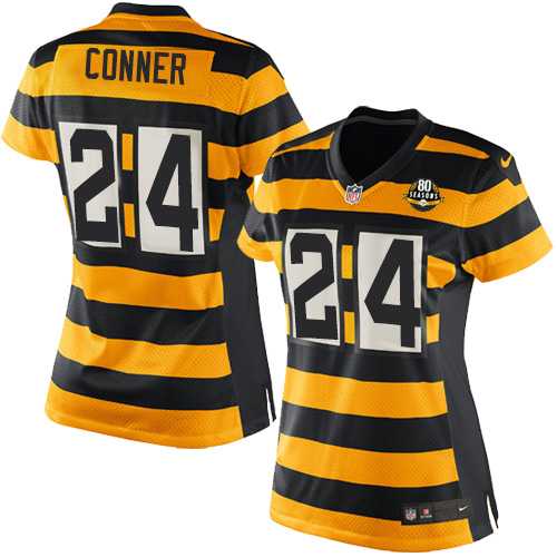 Women's Nike Pittsburgh Steelers #24 James Conner Yellow Black Alternate Stitched NFL Elite Jersey