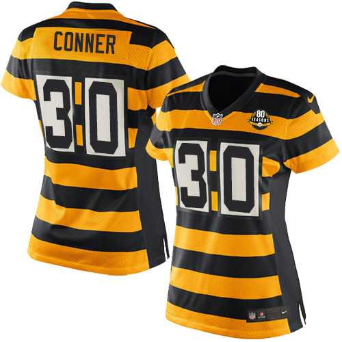 Women's Nike Pittsburgh Steelers #30 James Conner Yellow Black Alternate Stitched NFL Elite Jersey
