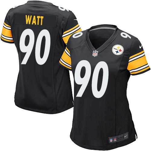 Women's Nike Pittsburgh Steelers #90 T. J. Watt Black Team Color Stitched NFL Elite Jersey