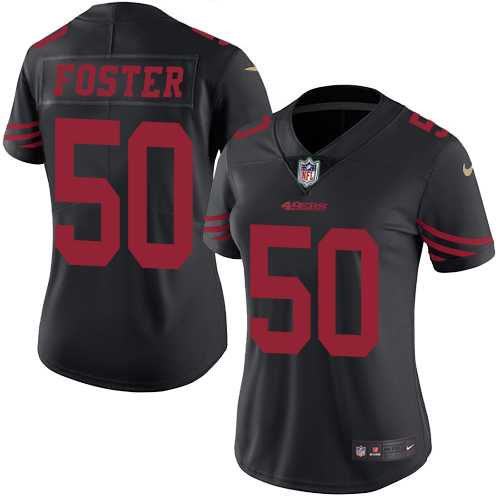 Women's Nike San Francisco 49ers #50 Reuben Foster Black Stitched NFL Limited Rush Jersey