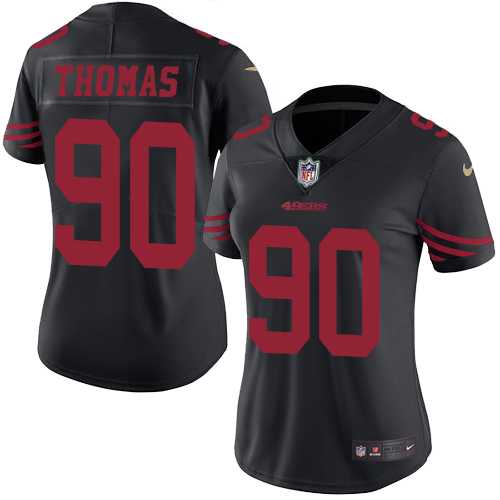Women's Nike San Francisco 49ers #90 Solomon Thomas Black Stitched NFL Limited Rush Jersey