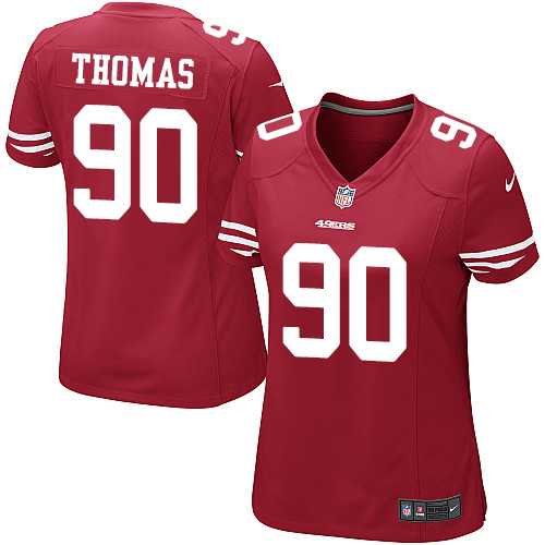 Women's Nike San Francisco 49ers #90 Solomon Thomas Red Team Color Stitched NFL Elite Jersey